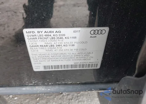 2018 Audi Q3 2.0T Premium/2.0T Sport Premium from USA, damaged, VIN WA1JCCFS7JR001711